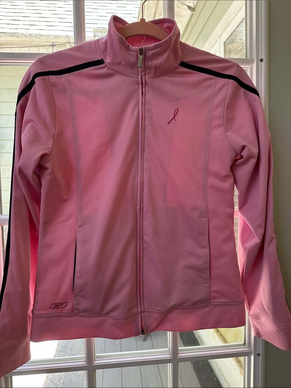 Reebok Pink Zip-Front Athletic Jacket with Black Accents